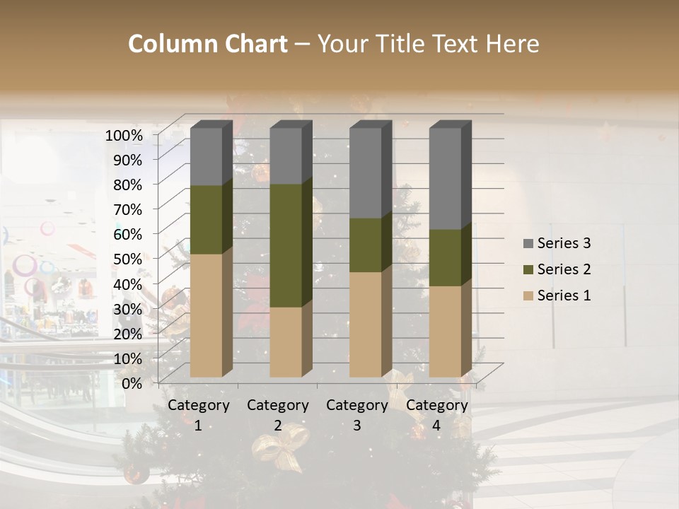 A Decorated Christmas Tree In A Shopping Mall PowerPoint Template