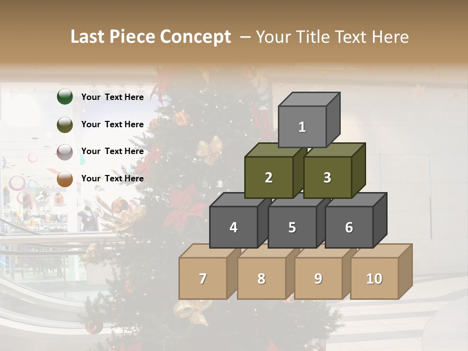 A Decorated Christmas Tree In A Shopping Mall PowerPoint Template