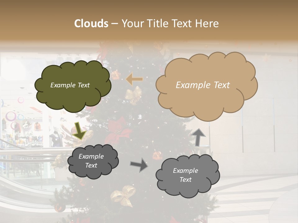 A Decorated Christmas Tree In A Shopping Mall PowerPoint Template