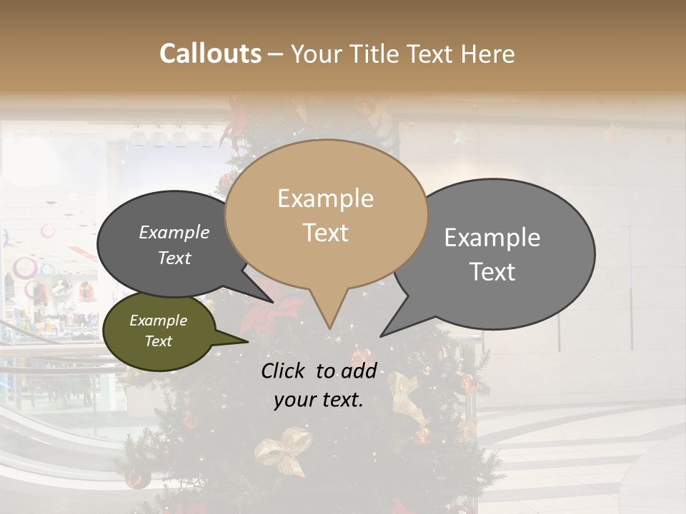 A Decorated Christmas Tree In A Shopping Mall PowerPoint Template
