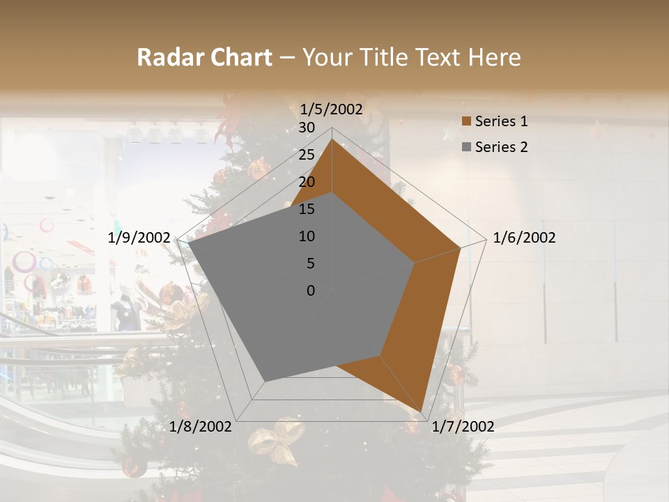 A Decorated Christmas Tree In A Shopping Mall PowerPoint Template