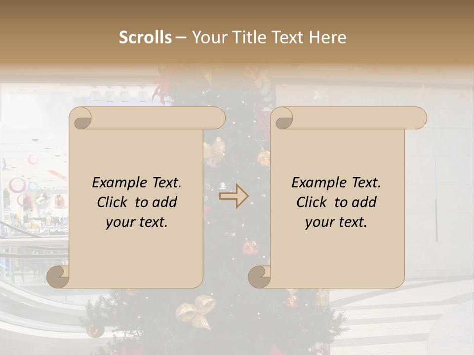 A Decorated Christmas Tree In A Shopping Mall PowerPoint Template