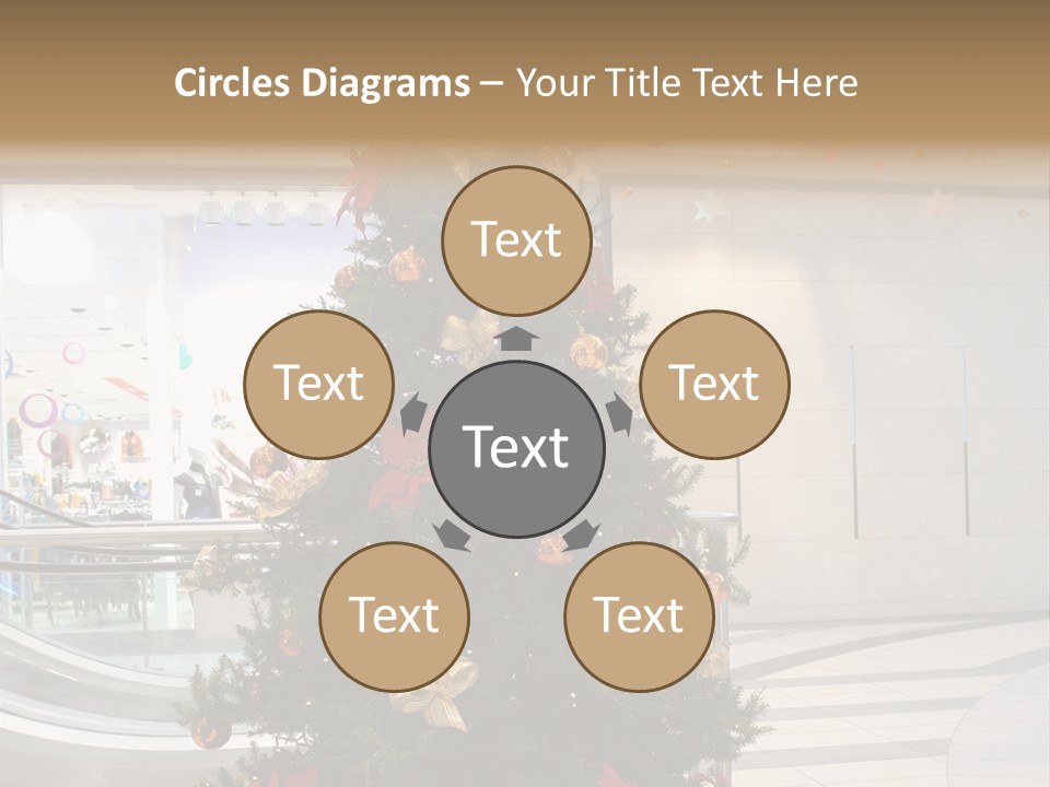 A Decorated Christmas Tree In A Shopping Mall PowerPoint Template