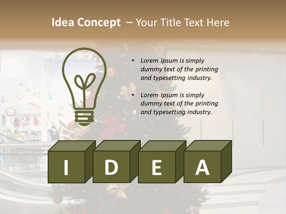 A Decorated Christmas Tree In A Shopping Mall PowerPoint Template