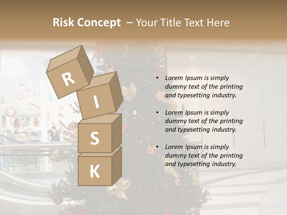 A Decorated Christmas Tree In A Shopping Mall PowerPoint Template