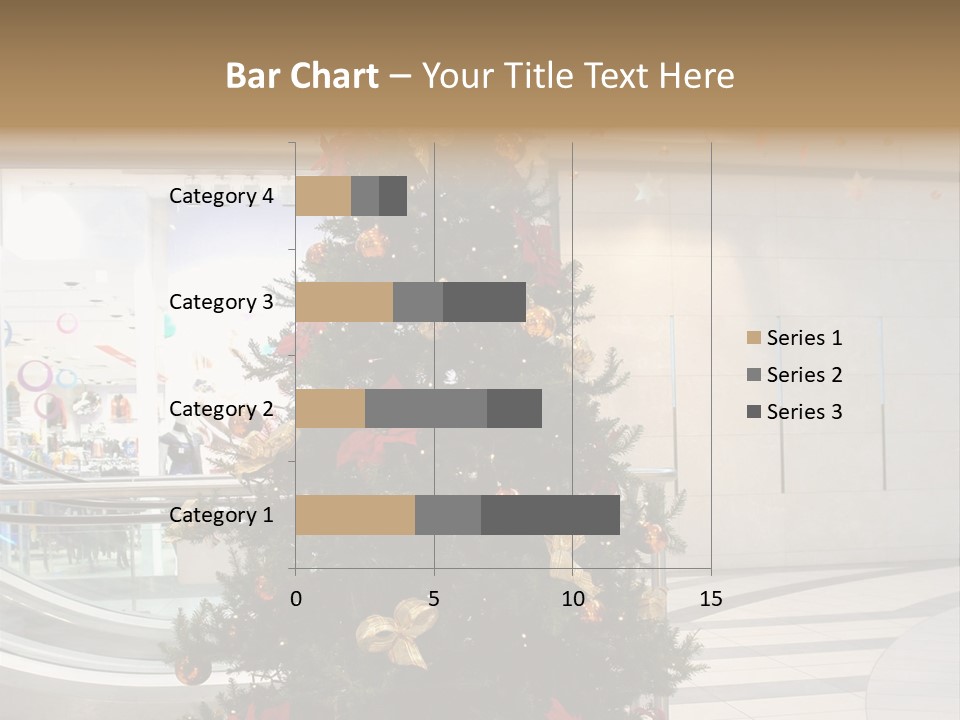 A Decorated Christmas Tree In A Shopping Mall PowerPoint Template
