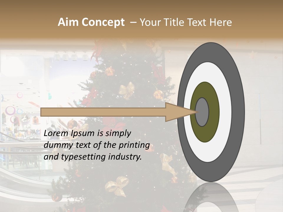 A Decorated Christmas Tree In A Shopping Mall PowerPoint Template