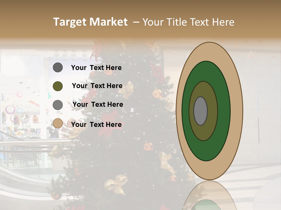 A Decorated Christmas Tree In A Shopping Mall PowerPoint Template