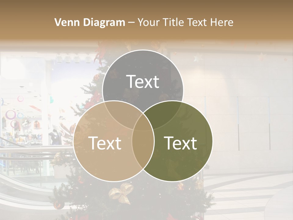 A Decorated Christmas Tree In A Shopping Mall PowerPoint Template