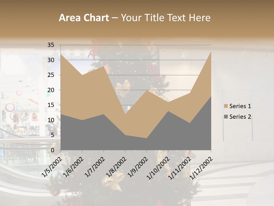 A Decorated Christmas Tree In A Shopping Mall PowerPoint Template