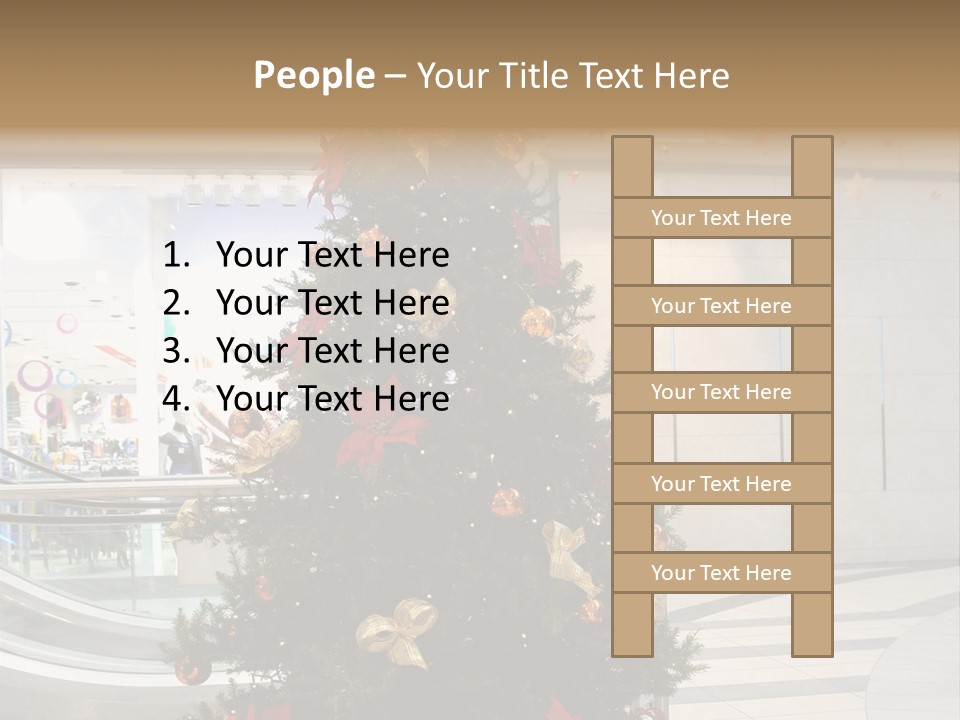 A Decorated Christmas Tree In A Shopping Mall PowerPoint Template