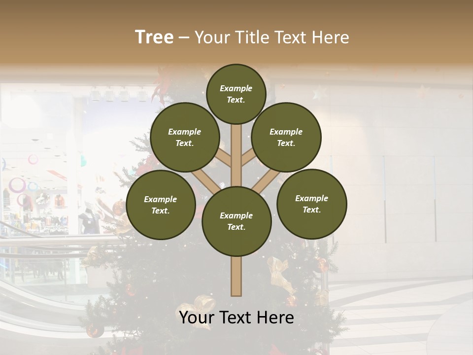 A Decorated Christmas Tree In A Shopping Mall PowerPoint Template