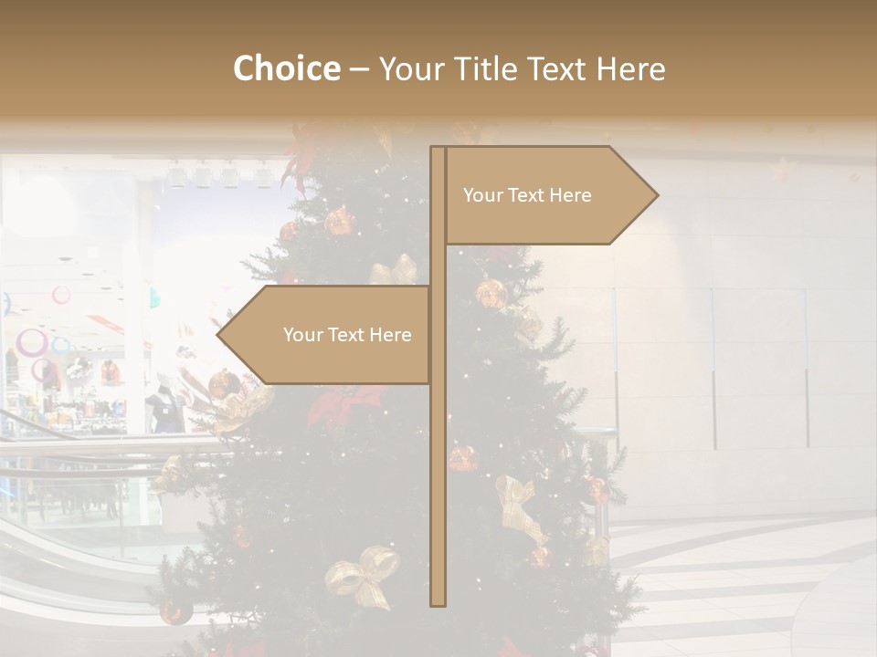 A Decorated Christmas Tree In A Shopping Mall PowerPoint Template