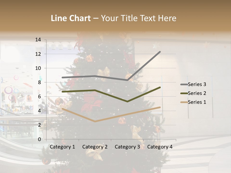 A Decorated Christmas Tree In A Shopping Mall PowerPoint Template
