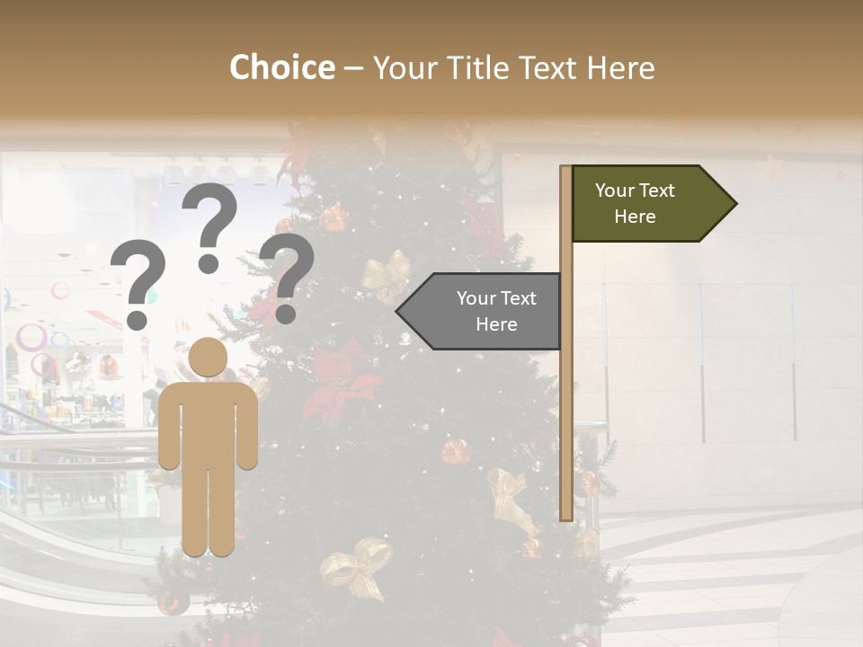 A Decorated Christmas Tree In A Shopping Mall PowerPoint Template