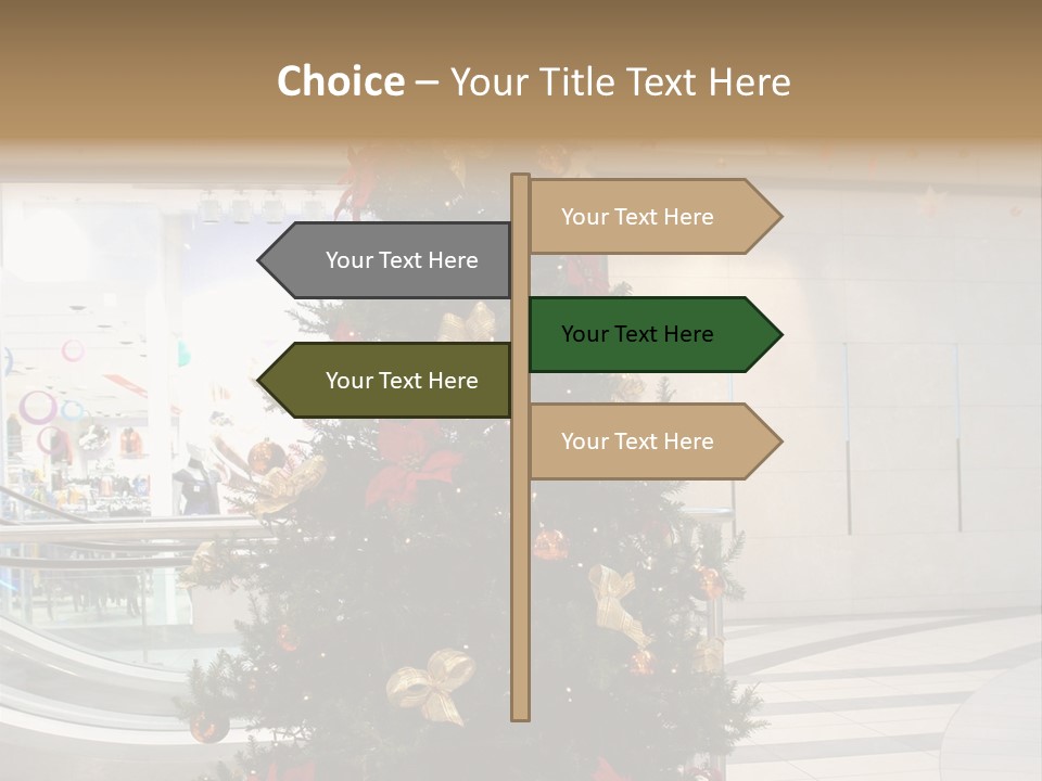 A Decorated Christmas Tree In A Shopping Mall PowerPoint Template
