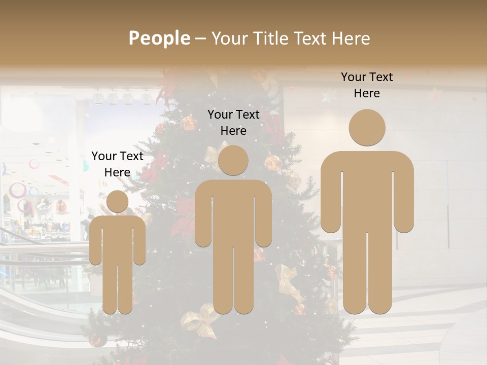 A Decorated Christmas Tree In A Shopping Mall PowerPoint Template