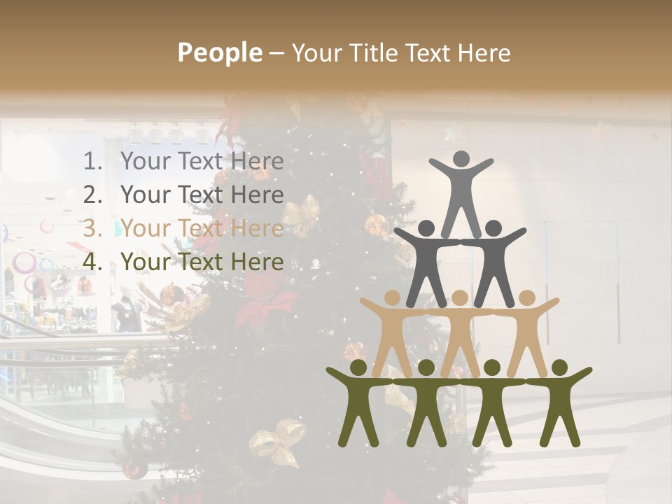 A Decorated Christmas Tree In A Shopping Mall PowerPoint Template