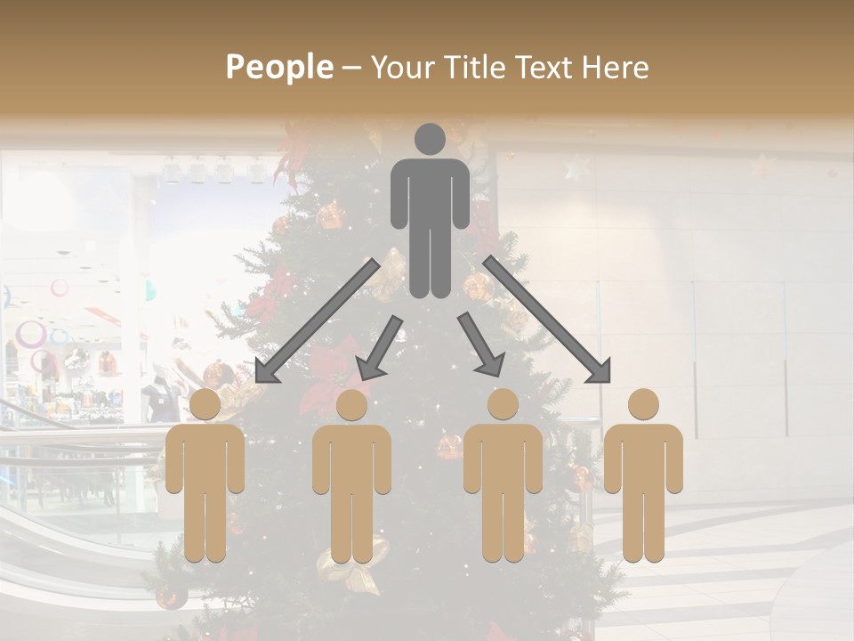 A Decorated Christmas Tree In A Shopping Mall PowerPoint Template