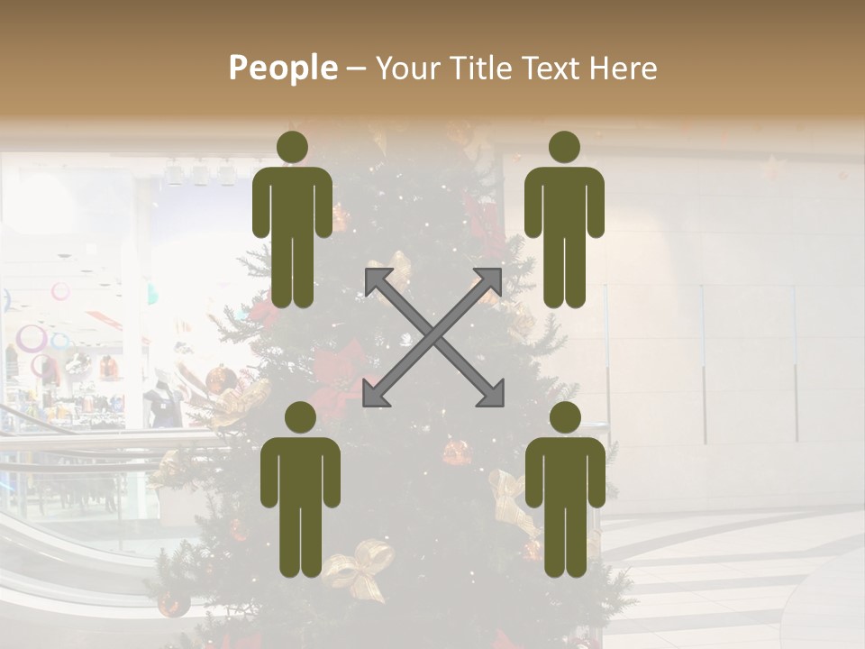 A Decorated Christmas Tree In A Shopping Mall PowerPoint Template
