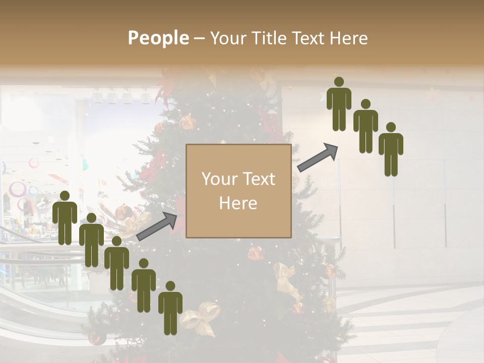 A Decorated Christmas Tree In A Shopping Mall PowerPoint Template