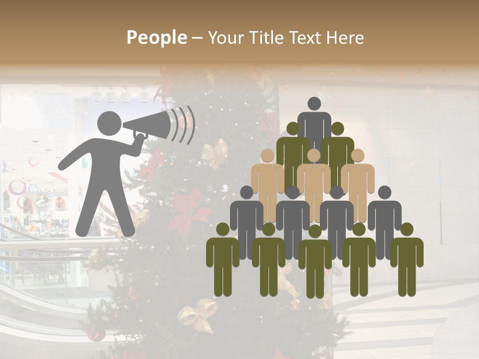 A Decorated Christmas Tree In A Shopping Mall PowerPoint Template