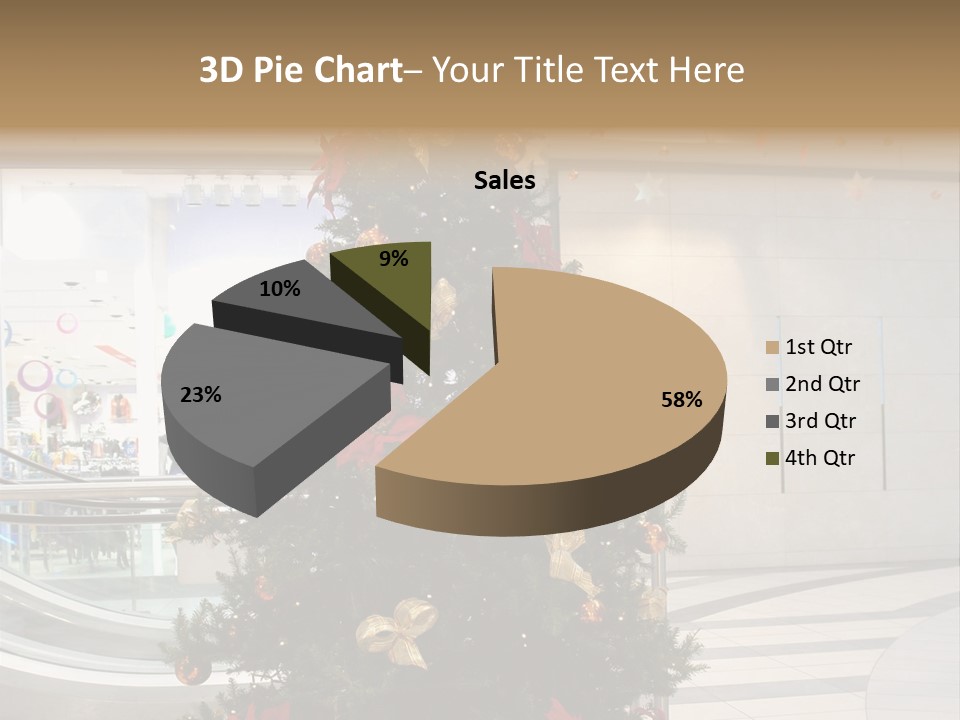 A Decorated Christmas Tree In A Shopping Mall PowerPoint Template