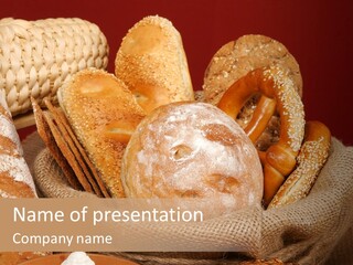 A Basket Full Of Breads On A Table PowerPoint Template