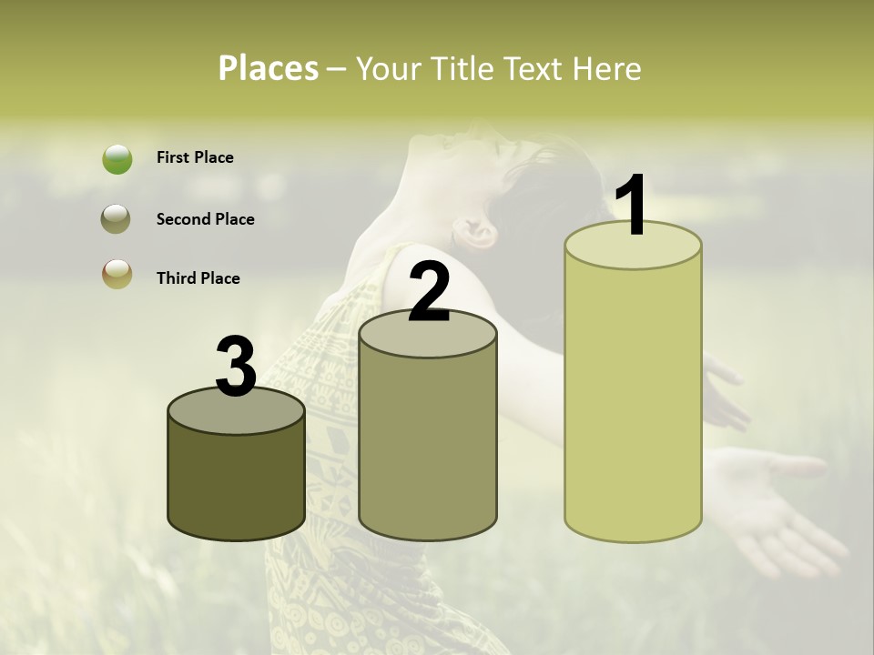 A Woman In A Yellow Dress Is In The Grass PowerPoint Template