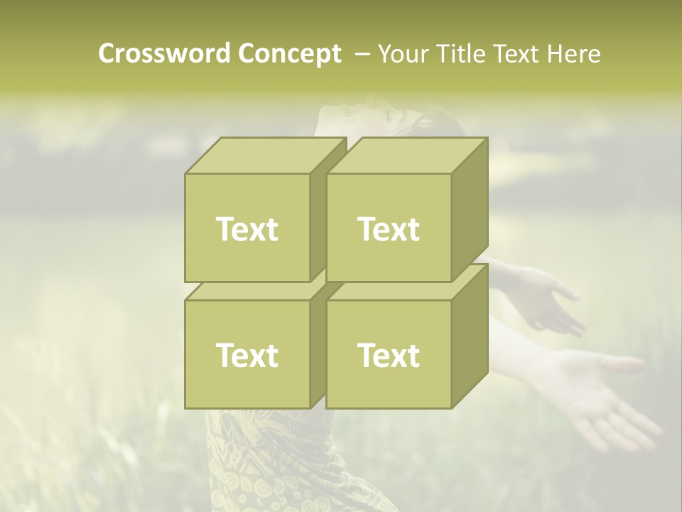 A Woman In A Yellow Dress Is In The Grass PowerPoint Template