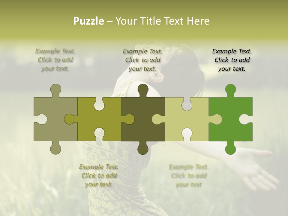 A Woman In A Yellow Dress Is In The Grass PowerPoint Template