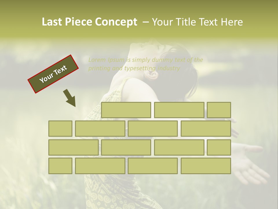 A Woman In A Yellow Dress Is In The Grass PowerPoint Template