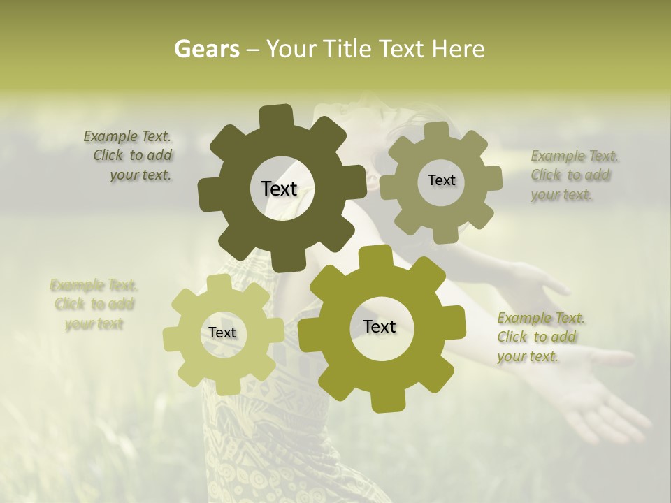 A Woman In A Yellow Dress Is In The Grass PowerPoint Template