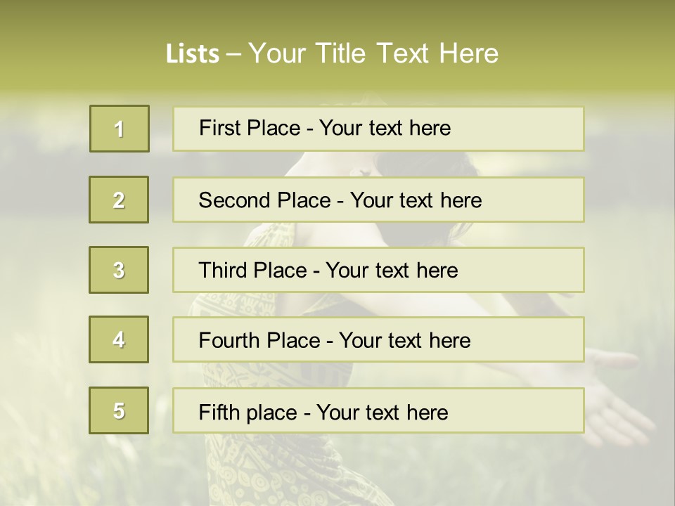 A Woman In A Yellow Dress Is In The Grass PowerPoint Template