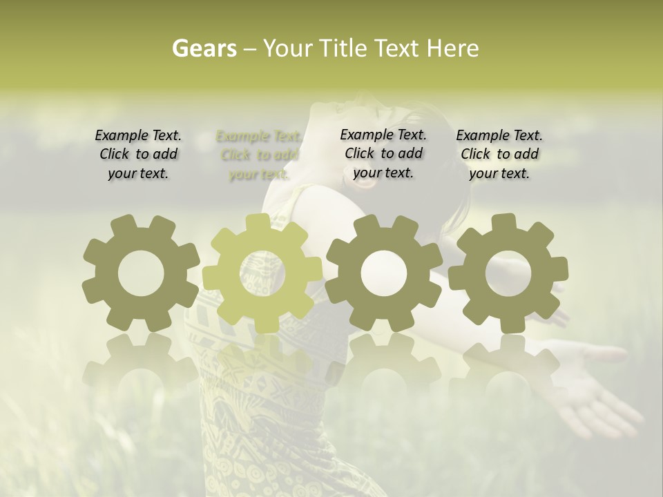 A Woman In A Yellow Dress Is In The Grass PowerPoint Template