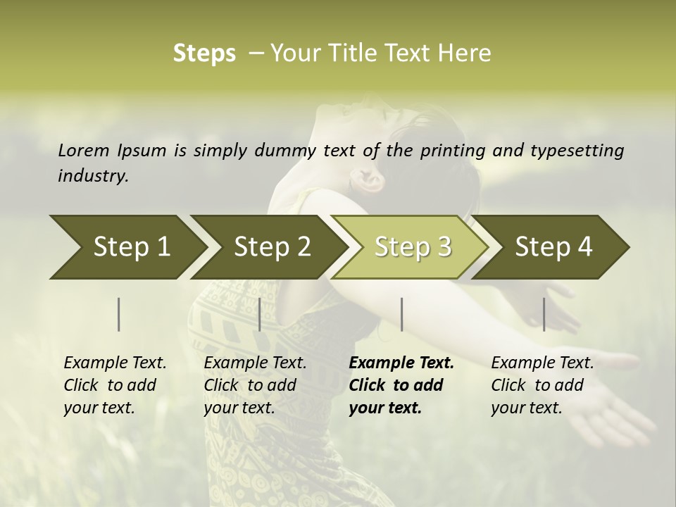 A Woman In A Yellow Dress Is In The Grass PowerPoint Template