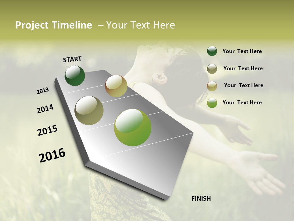 A Woman In A Yellow Dress Is In The Grass PowerPoint Template