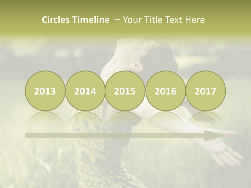 A Woman In A Yellow Dress Is In The Grass PowerPoint Template