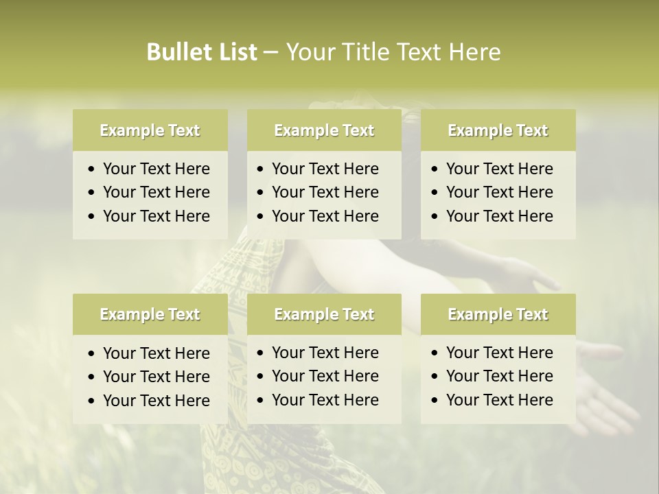 A Woman In A Yellow Dress Is In The Grass PowerPoint Template