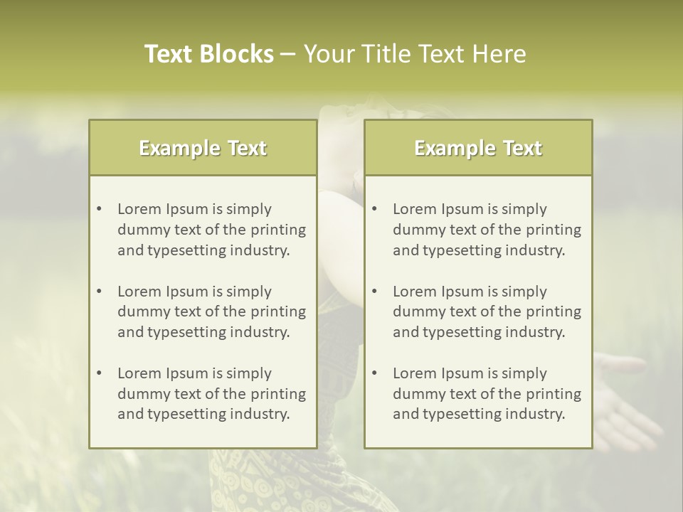 A Woman In A Yellow Dress Is In The Grass PowerPoint Template