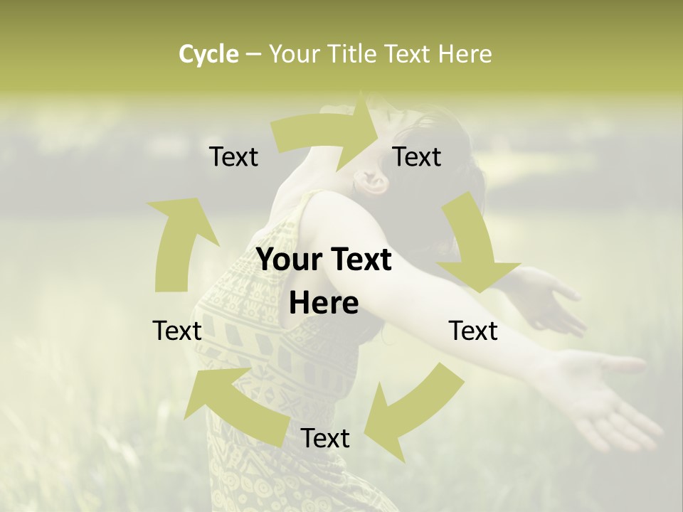 A Woman In A Yellow Dress Is In The Grass PowerPoint Template