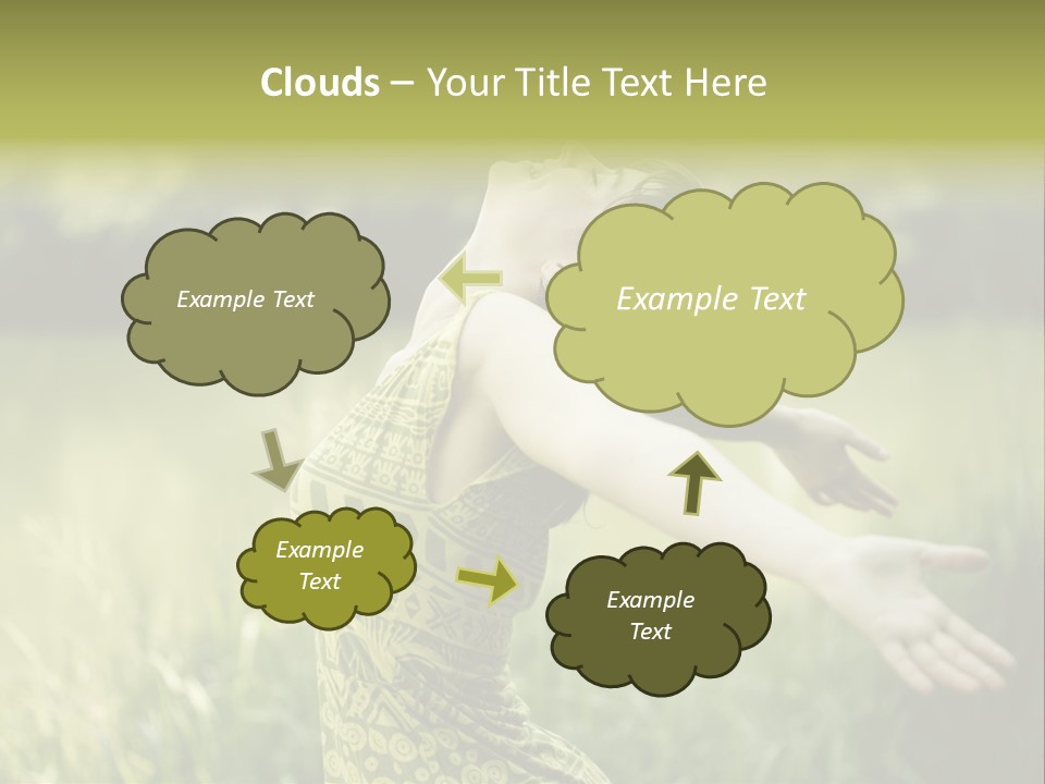 A Woman In A Yellow Dress Is In The Grass PowerPoint Template