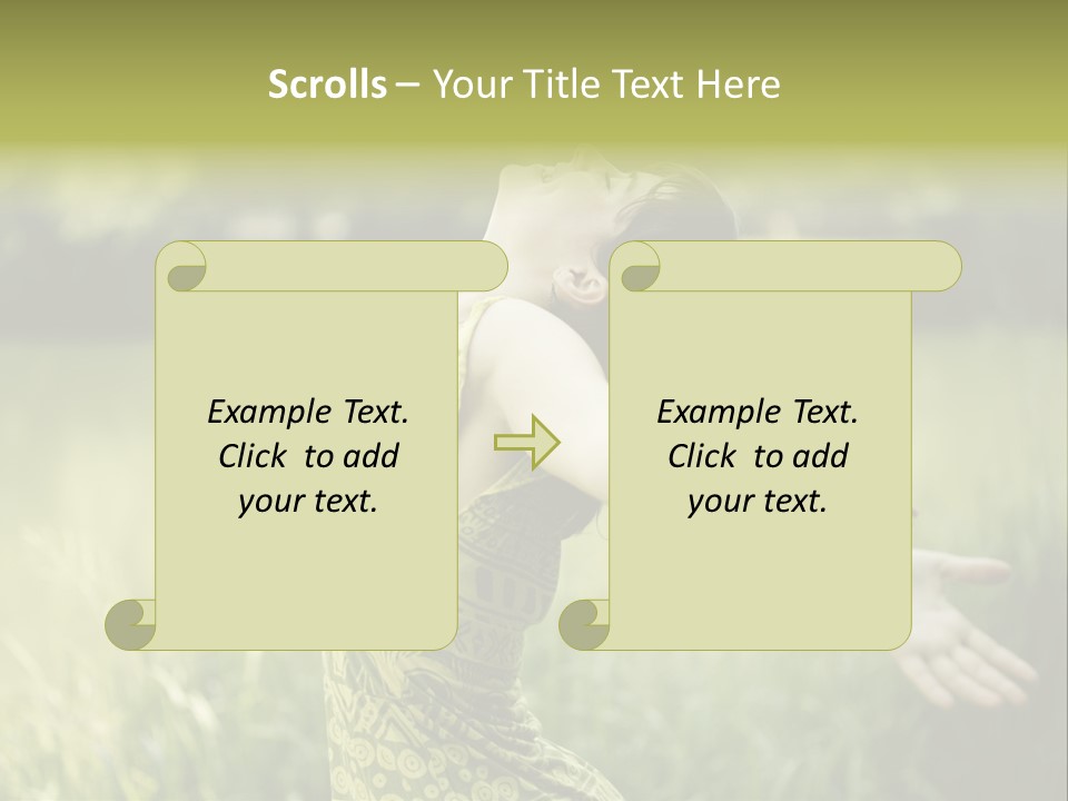 A Woman In A Yellow Dress Is In The Grass PowerPoint Template