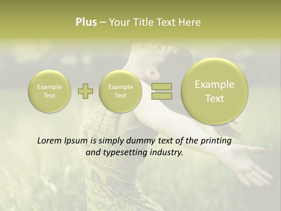 A Woman In A Yellow Dress Is In The Grass PowerPoint Template