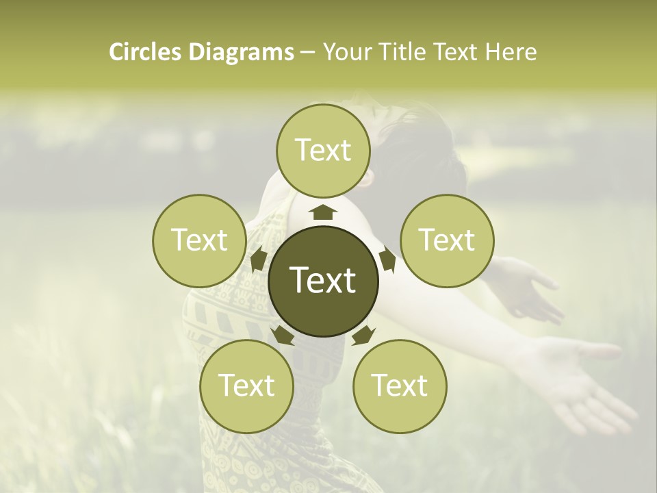 A Woman In A Yellow Dress Is In The Grass PowerPoint Template