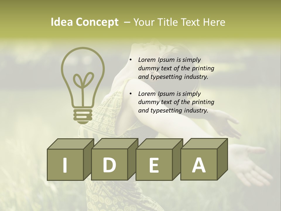 A Woman In A Yellow Dress Is In The Grass PowerPoint Template