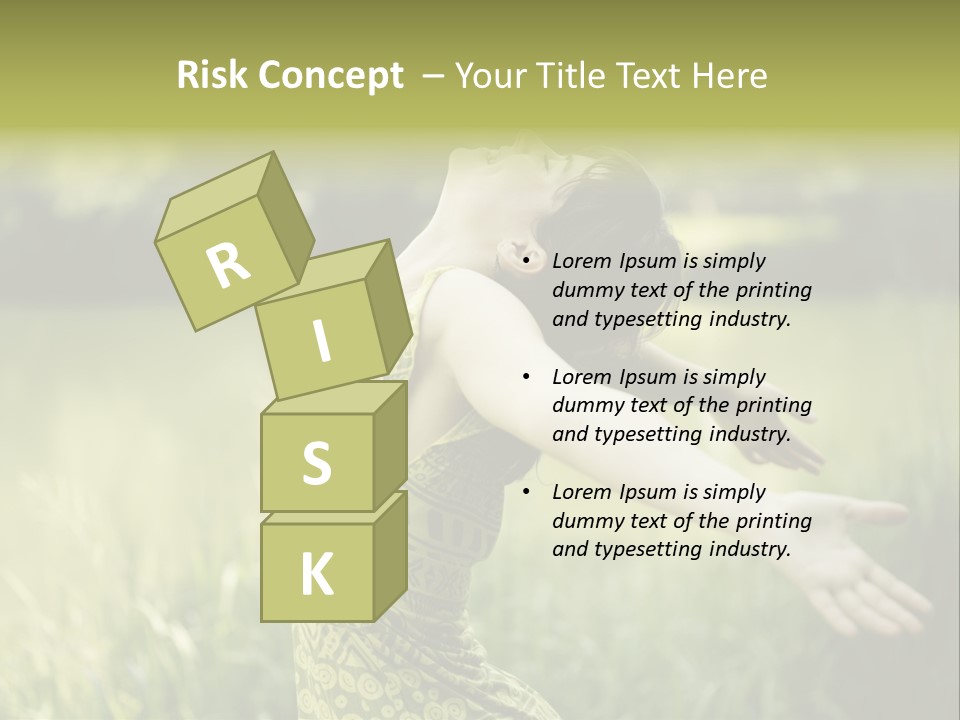 A Woman In A Yellow Dress Is In The Grass PowerPoint Template