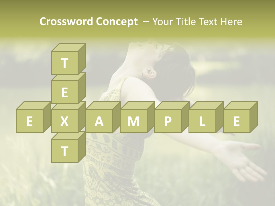 A Woman In A Yellow Dress Is In The Grass PowerPoint Template