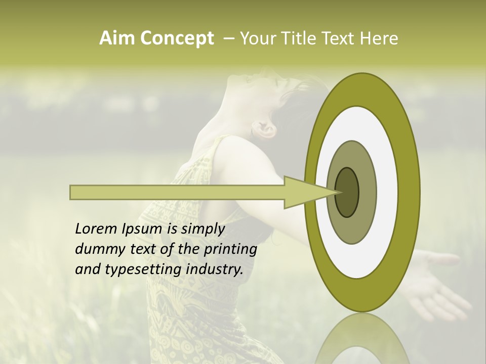 A Woman In A Yellow Dress Is In The Grass PowerPoint Template