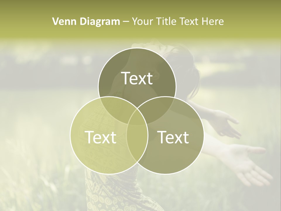 A Woman In A Yellow Dress Is In The Grass PowerPoint Template